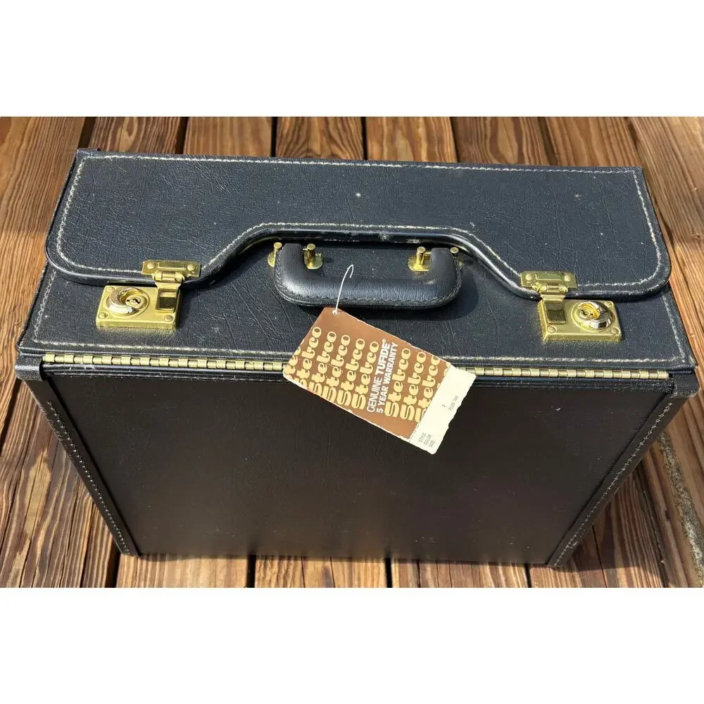 Vintage Black Stebco Pilots Salesmans Briefcase Attache Travel Hard Case NWT